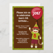 Sock Monkey Affen Business Geburtstagseinladung Einladung (Vorne/Hinten)