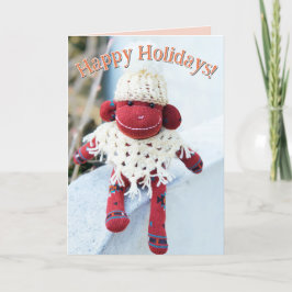 Sock Monkey - Amerikanische Weihnachtskarte Einladung