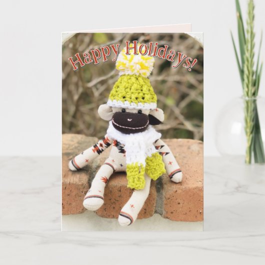 Sock Monkey - Amerikanische Weihnachtskarten Einladung (Vorderseite)