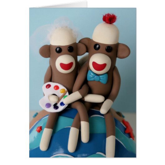 Sock Monkey Artist Wedding Card (Vorne)