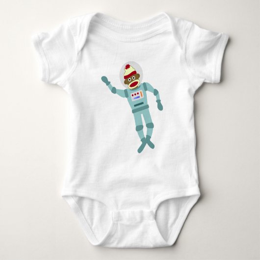 Sock Monkey Astronaut Baby Strampler (Vorderseite)