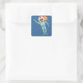 Sock Monkey Astronaut Quadratischer Aufkleber (Tasche)