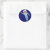 Sock Monkey Astronaut Runder Aufkleber (Tasche)