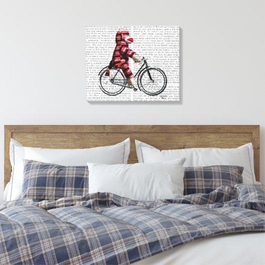 Sock Monkey auf dem Fahrrad Leinwanddruck (Insitu (Schlafzimmer))