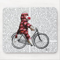 Sock Monkey auf dem Fahrrad