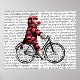 Sock Monkey auf dem Fahrrad Poster