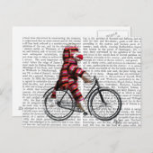 Sock Monkey auf dem Fahrrad Postkarte (Vorne/Hinten)