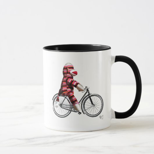 Sock Monkey auf dem Fahrrad Tasse (Rechts)