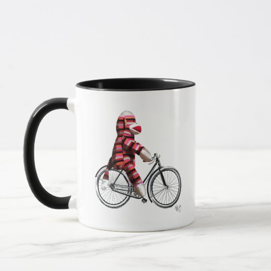 Sock Monkey auf dem Fahrrad Tasse (Links)