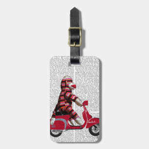 Sock Monkey auf Moped Gepäckanhänger