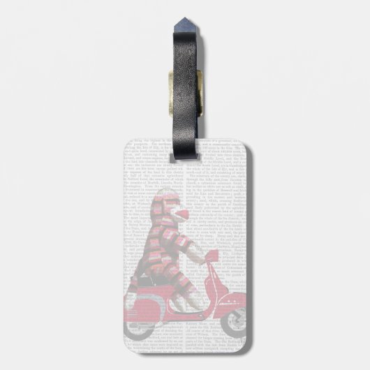 Sock Monkey auf Moped Gepäckanhänger (Rückseite vertikal)