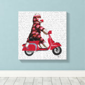 Sock Monkey auf Moped Leinwanddruck (Insitu (Holzboden))