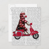 Sock Monkey auf Moped Postkarte (Vorne/Hinten)