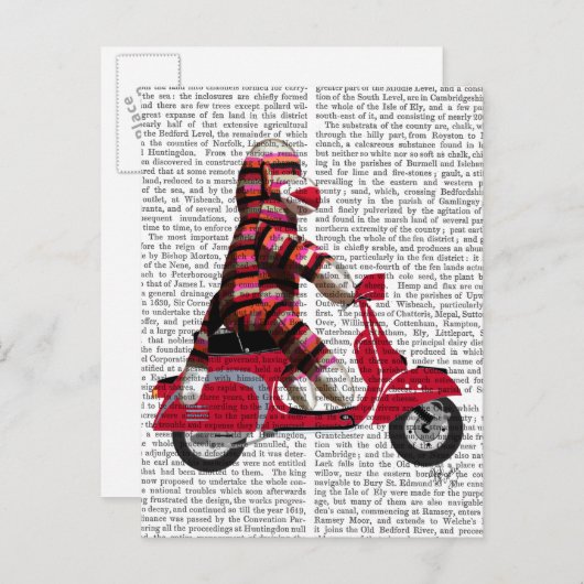 Sock Monkey auf Moped Postkarte (Vorne/Hinten)