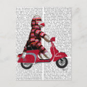 Sock Monkey auf Moped Postkarte (Vorderseite)
