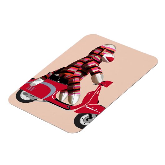 Sock Monkey auf Red Moped Magnet (Linke Seite)