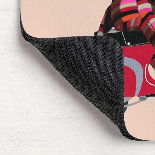 Sock Monkey auf Red Moped Mousepad (Ecke)