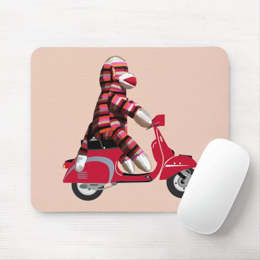 Sock Monkey auf Red Moped Mousepad (Mit Mouse)