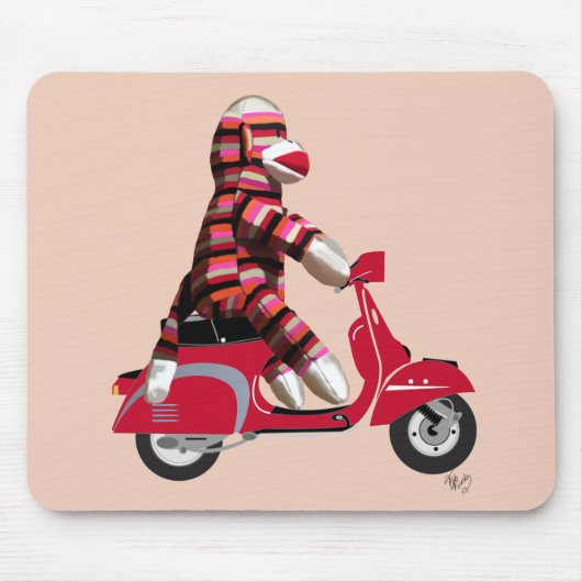 Sock Monkey auf Red Moped Mousepad (Vorne)