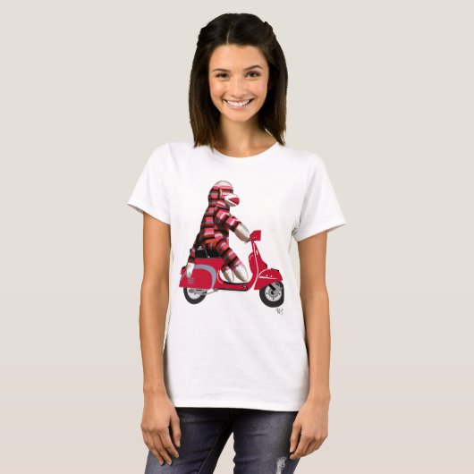 Sock Monkey auf Red Moped T-Shirt (Vorne ganz)