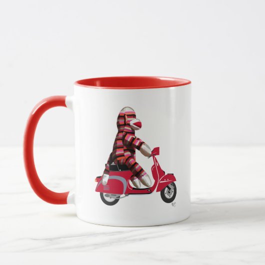 Sock Monkey auf Red Moped Tasse (Links)