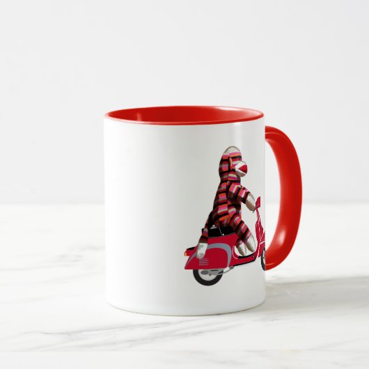 Sock Monkey auf Red Moped Tasse (VorderseiteRechts)
