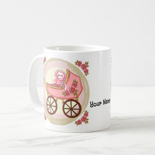 Sock Monkey Baby Girl Buggy Kaffeetasse (Vorderseite Links)