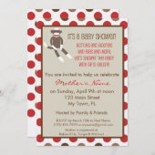 Sock Monkey Baby Shower Einladung (Vorne/Hinten)