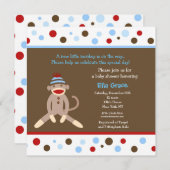 Sock Monkey Baby Shower Einladungen Boy (Vorne/Hinten)