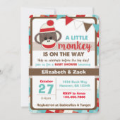 Sock Monkey Babydusche Einladung (Vorderseite)