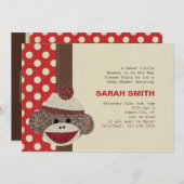 Sock Monkey Babydusche Einladung (Vorne/Hinten)