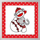 Sock Monkey Baseball T - Shirt und Geschenke Poster (Vorne)