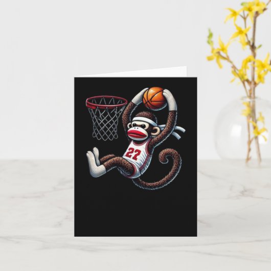 Sock Monkey Basketball Hoop Karte (Gelbe Blume)