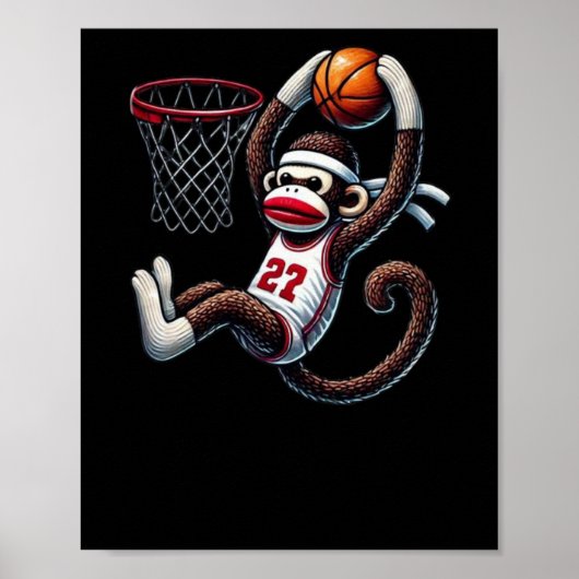 Sock Monkey Basketball Hoop Poster (Vorne)