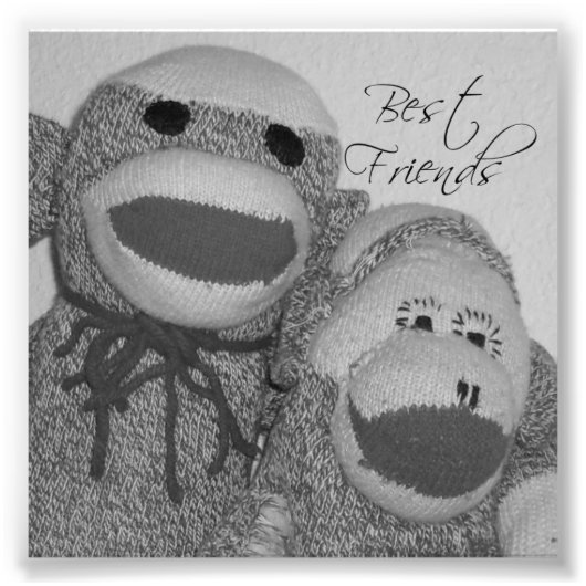 Sock Monkey "Best Friends" Square Foto drucken (Vorne)
