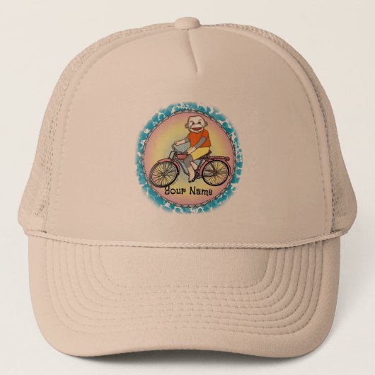 Sock Monkey Bicycle Hut Truckerkappe (Vorderseite)