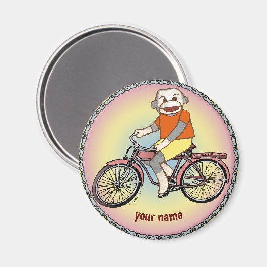 Sock Monkey Bicycle Magnet (Vorderseite/Rückseite)