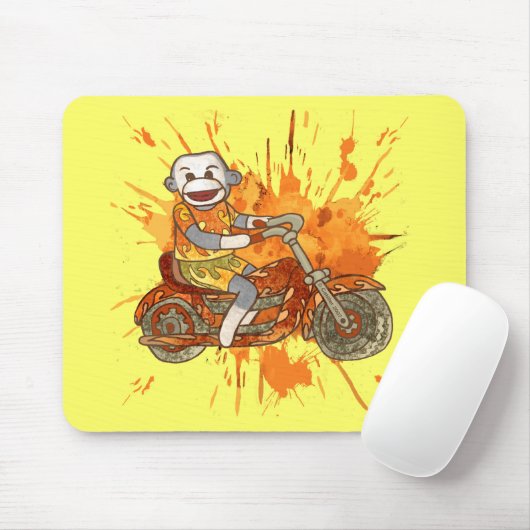 Sock Monkey Biker Mousepad (Mit Mouse)