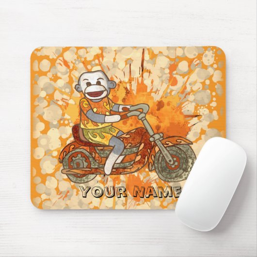 Sock Monkey Biker Mousepad (Mit Mouse)