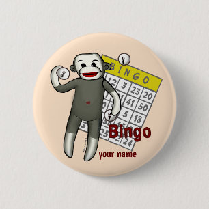 Sock Monkey Bingo Button