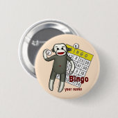 Sock Monkey Bingo Button (Vorne & Hinten)