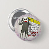 Sock Monkey Bingo Button (Vorne & Hinten)