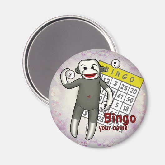 Sock Monkey Bingo Magnet (Vorderseite/Rückseite)