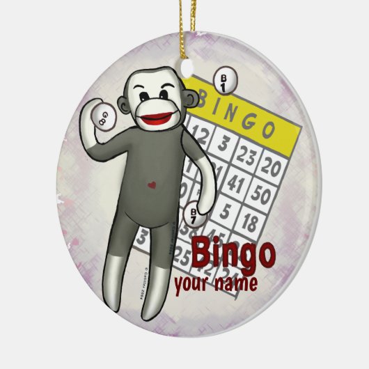 Sock Monkey Bingo Ornament (Links)