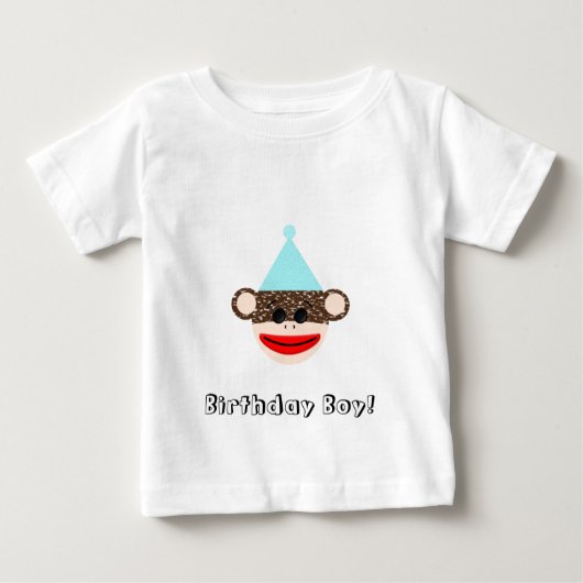 Sock Monkey Birthday Boy T - Shirt (Vorderseite)