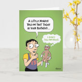 Sock Monkey Birthday Gruß Karte (Gelbe Blume)