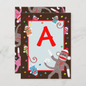 Sock Monkey Birthday Party Banner "A" Postkarte (Vorne/Hinten)