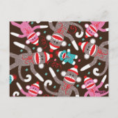 Sock Monkey Birthday Party Banner "A" Postkarte (Rückseite)