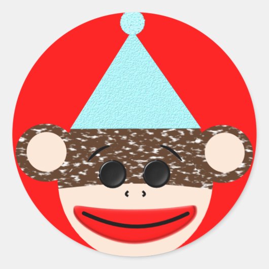 Sock Monkey Birthday Sticker (Vorderseite)