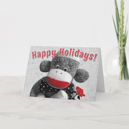 Sock Monkey - Bowty Christmas Cards Einladung (Vorderseite)